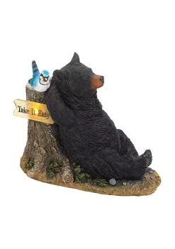 Summerfield Terrace Lounging Bear with Bluebird Solar Garden Light