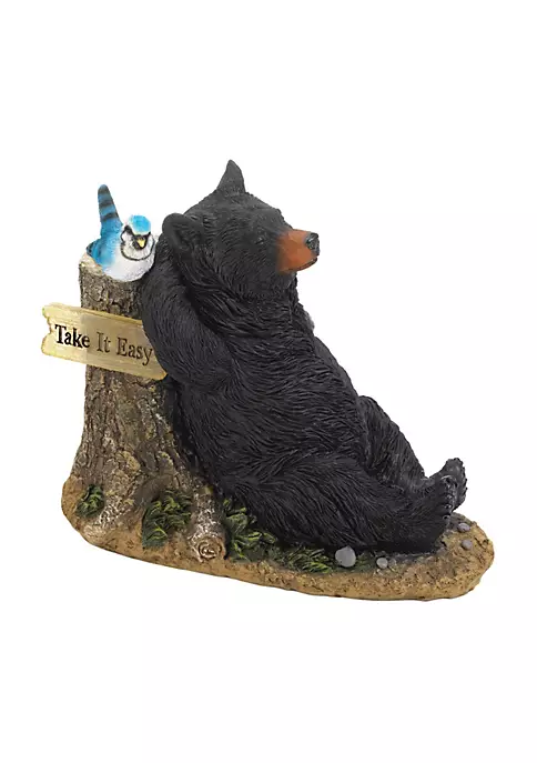 Summerfield Terrace Lounging Bear with Bluebird Solar Garden Light - Image 2