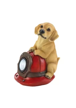 Summerfield Terrace Puppy and Fire Helmet Solar Garden Light