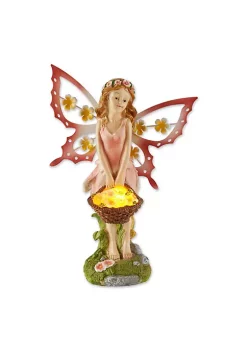Summerfield Terrace Pink Fairy Solar Garden Statue